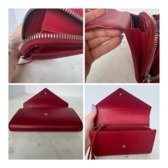 Balenciaga Red Leather Envelope Crossbody Wallet WOC - Picture 12 of 13